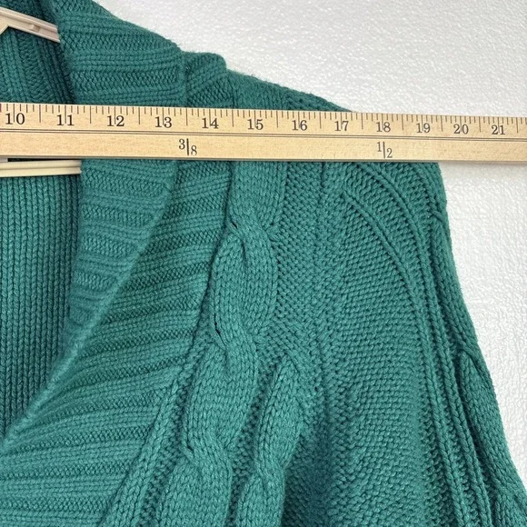 St. Johns Bay Cable Knit Sweater Womens Sz L Green Button up Cardigan Preppy Mom - Picture 5 of 11